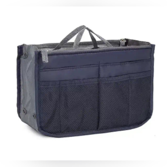 NWT bag organizer/insert navy top zip pockets, top handles & exterior mesh slip - Picture 3 of 10